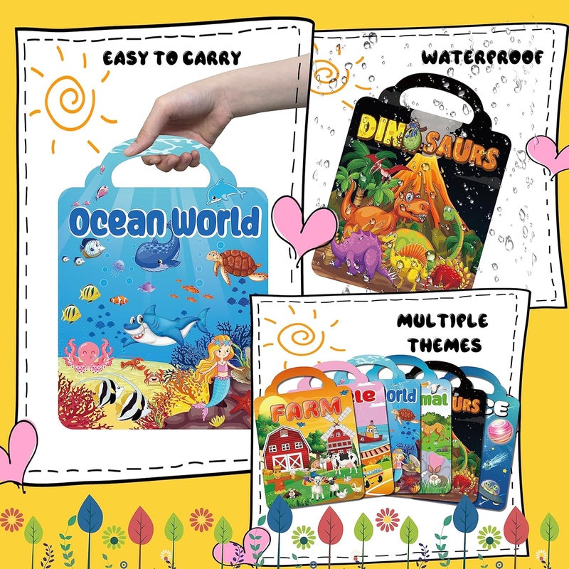Kalysky 6Set Puffy Sticker Books for Kids 2-4, 3D Reusable Stickers Books for Toddlers 1-3 2-4,Farm+Animal+Dinosaurs+Ocean World+Space+Vehicle - Image 4